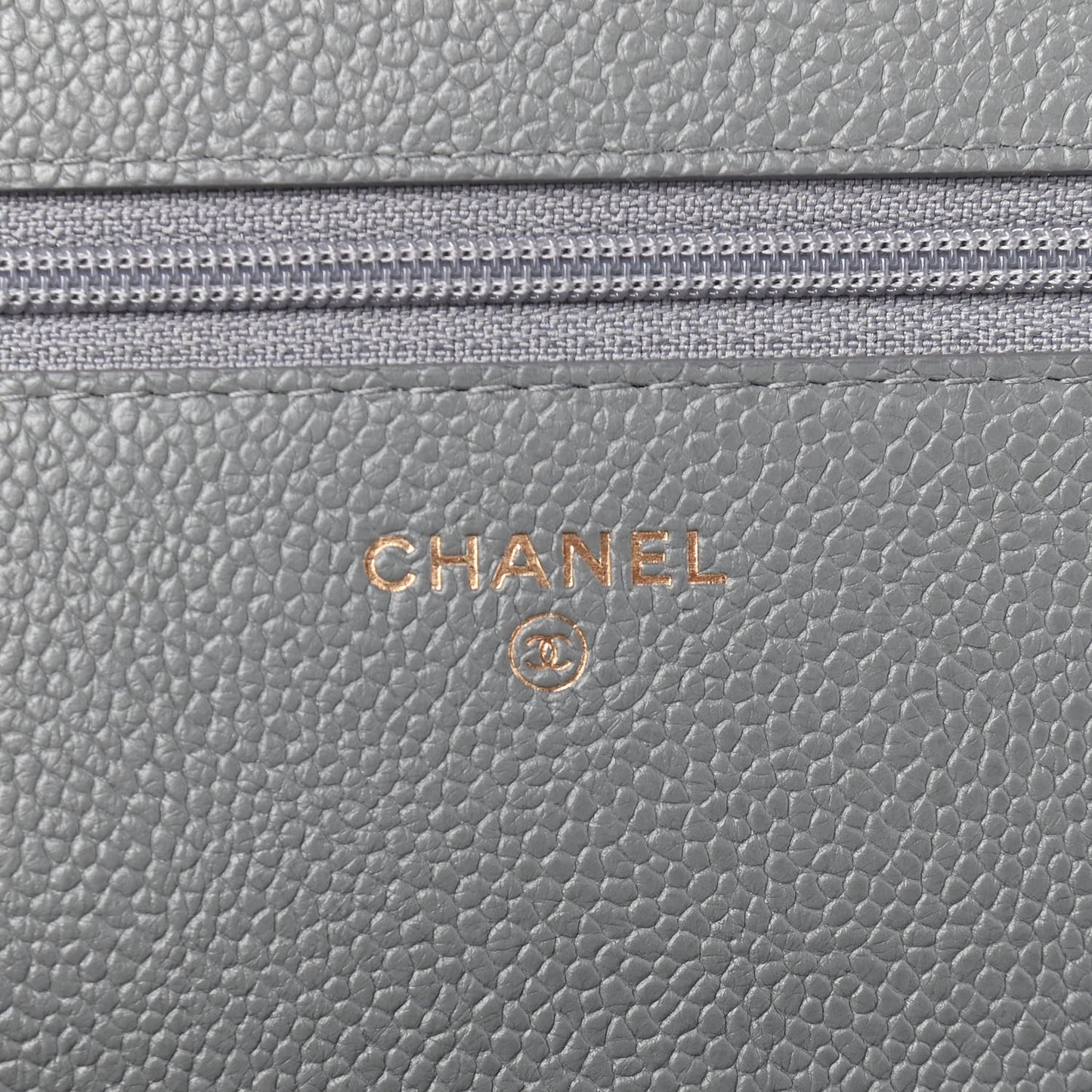 Caviar Quilted Boy Wallet On Chain WOC Grey