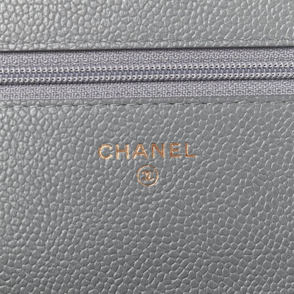 Chanel Caviar Quilted Boy Wallet On Chain WOC Grey 6 of 10
