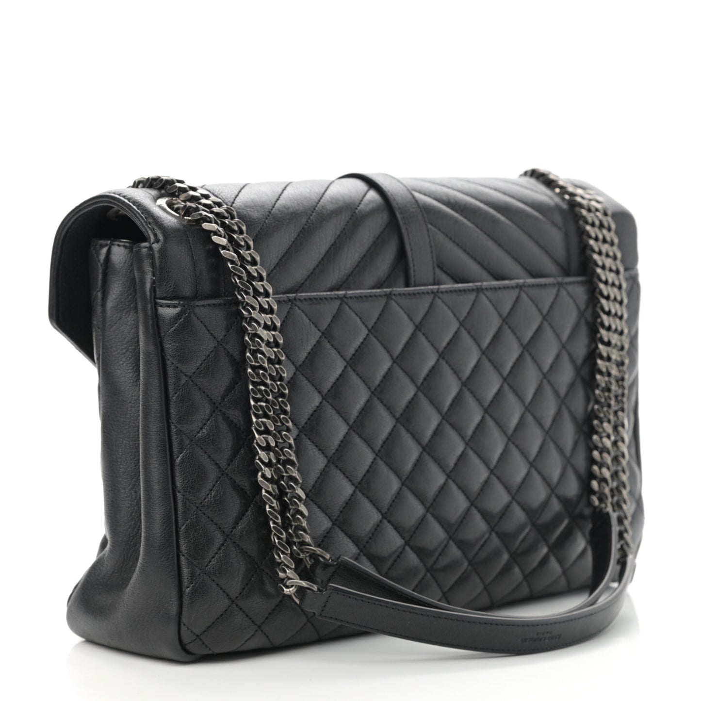 Calfskin Mixed Matelasse Triquilt Large Monogram Satchel Black