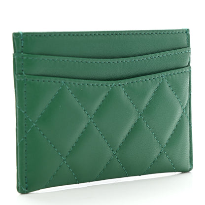 Chanel Lambskin Quilted Card Holder Green 3 of 9