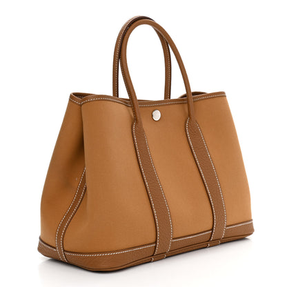 Hermes Toile Militaire Vache Country Verso Garden Party 30 TPM Gold Dune Magnolia 3 of 11