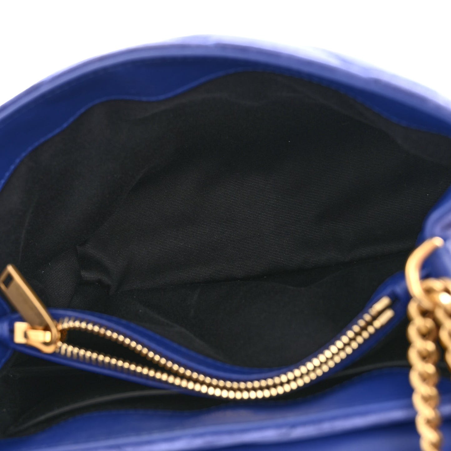 Velvet Y Quilted Monogram Small Loulou Chain Satchel Blue Sapphire