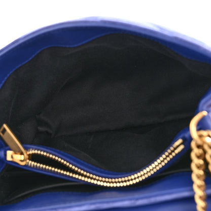 Saint Laurent Velvet Y Quilted Monogram Small Loulou Chain Satchel Blue Sapphire 5 of 10
