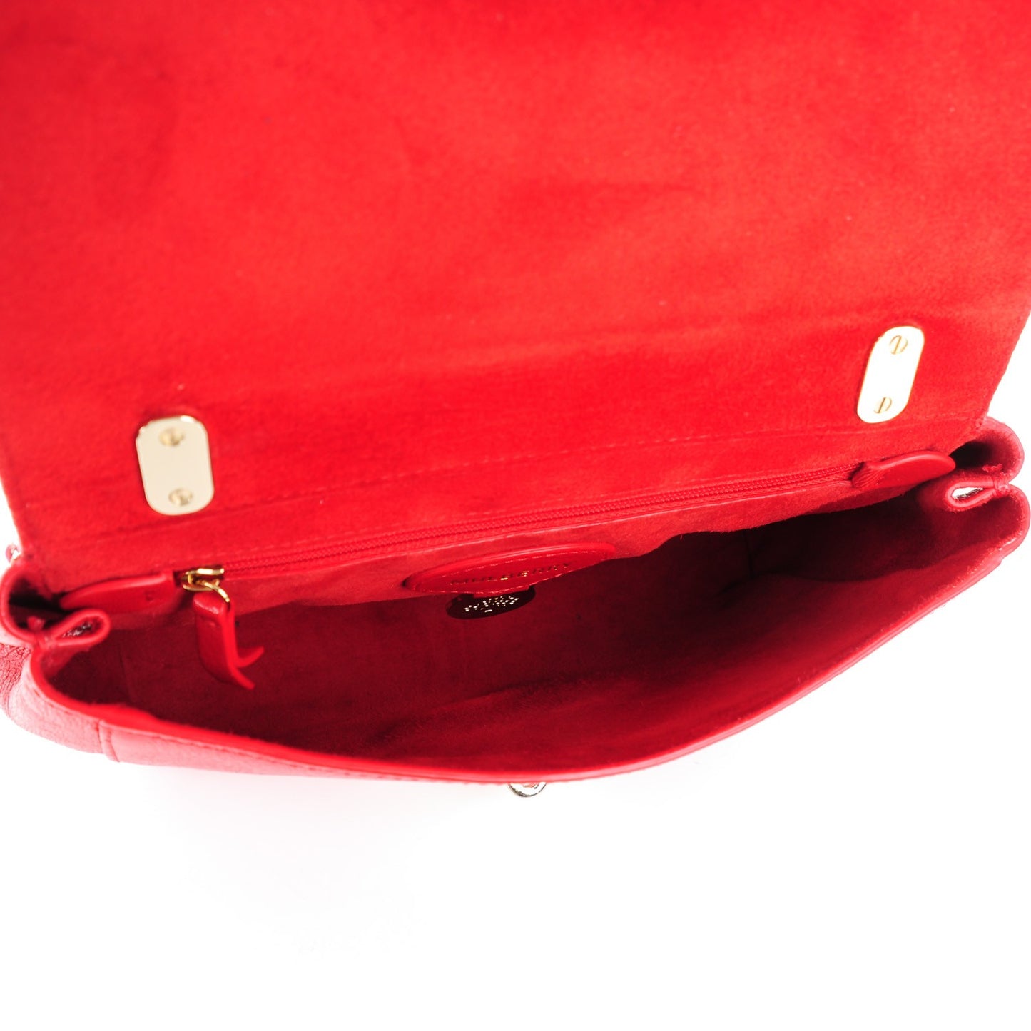 Small Classic Grain Calfskin Small Lily Flap Fiery Red