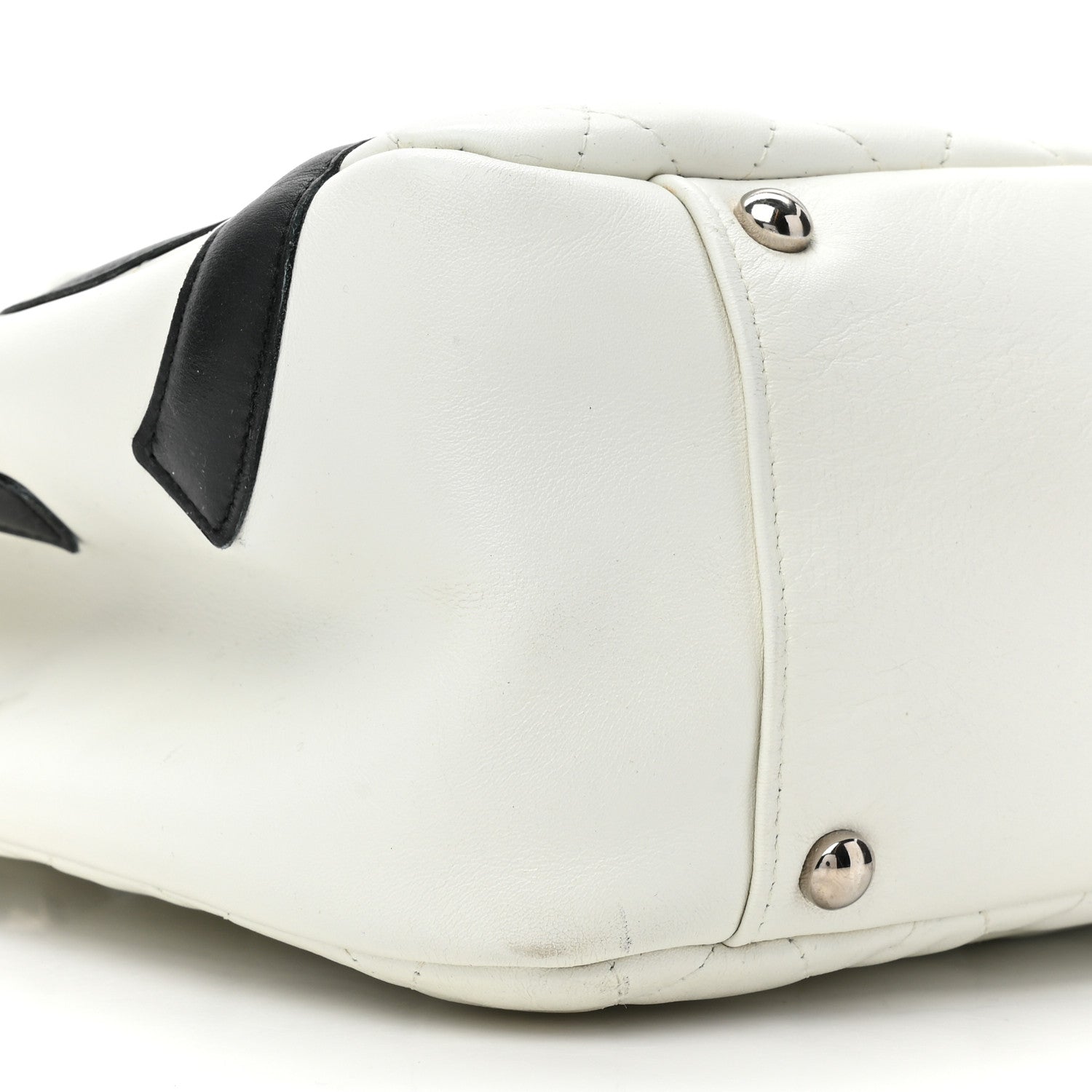 Chanel Calfskin Quilted Large Cambon Flap White Black 9 of 14