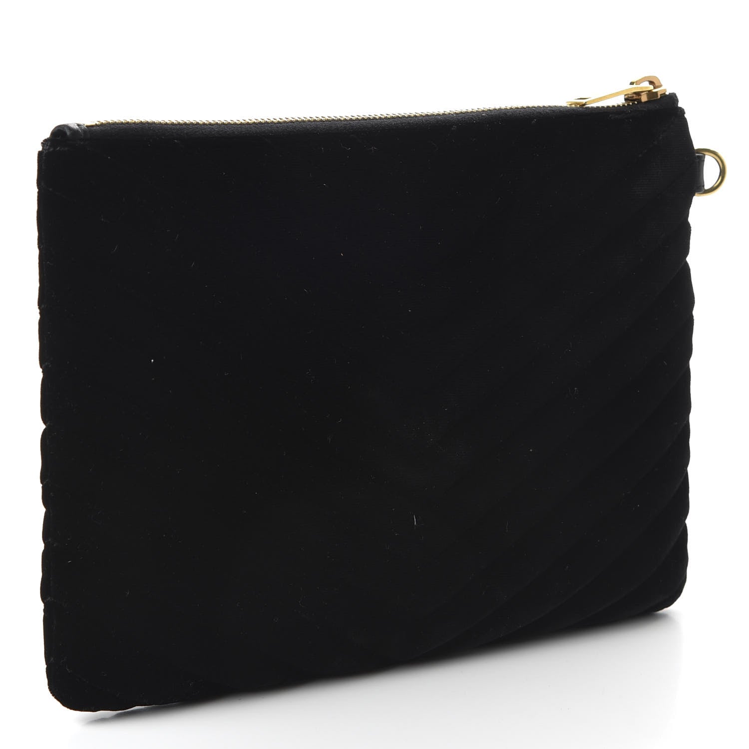 Saint Laurent Velvet Matelasse Chevron Monogram A5 Wristlet Black 3 of 8