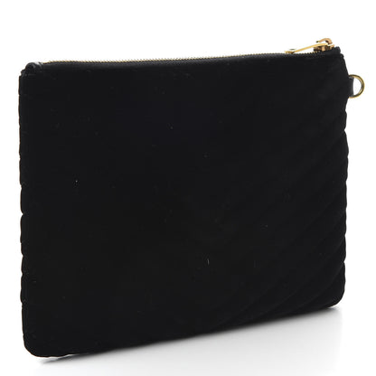 Saint Laurent Velvet Matelasse Chevron Monogram A5 Wristlet Black 3 of 8