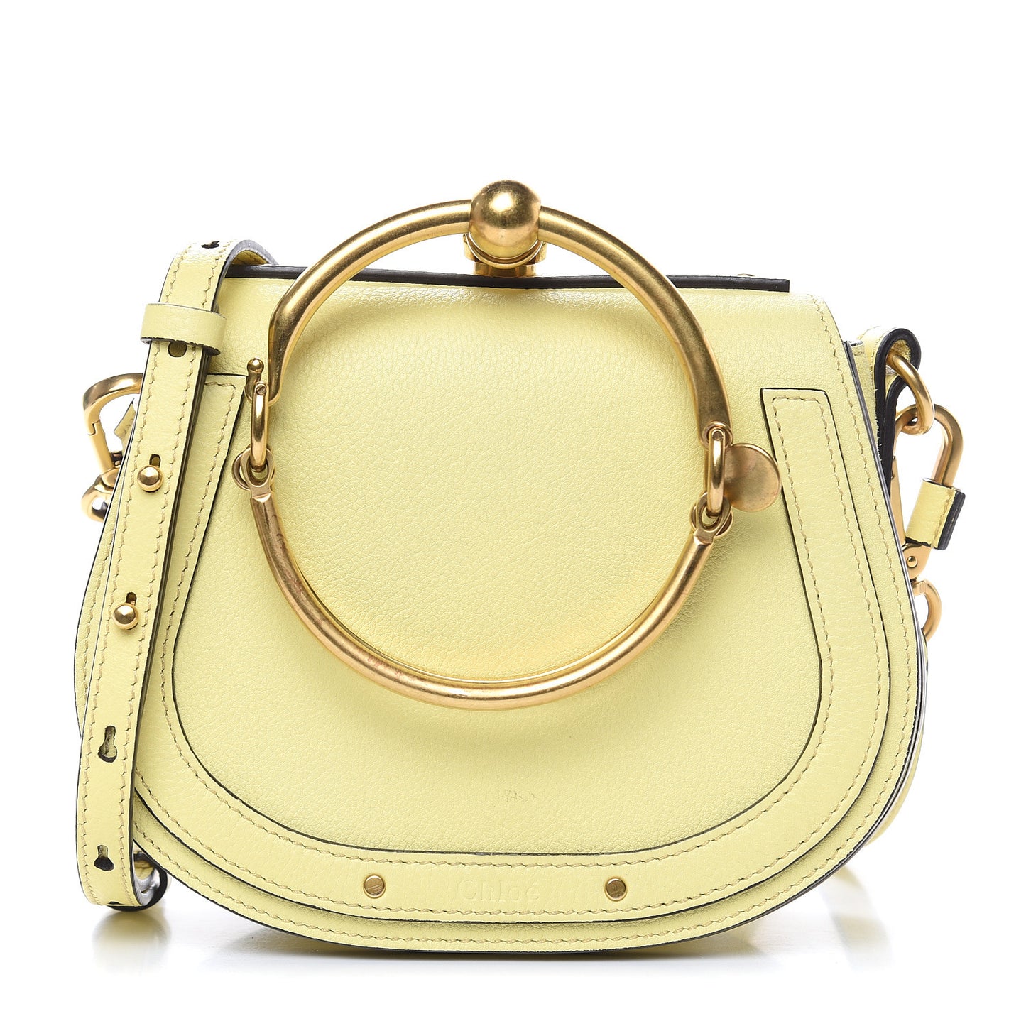 Calfskin Suede Small Nile Bracelet Bag Lemonade