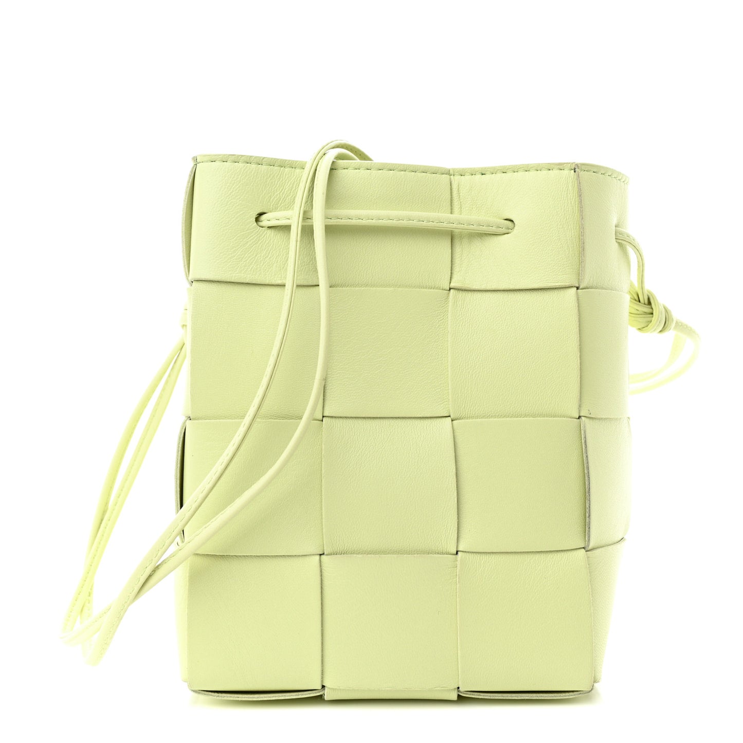Nappa Maxi Intreccio Small Cassette Bucket Bag Lemon Washed