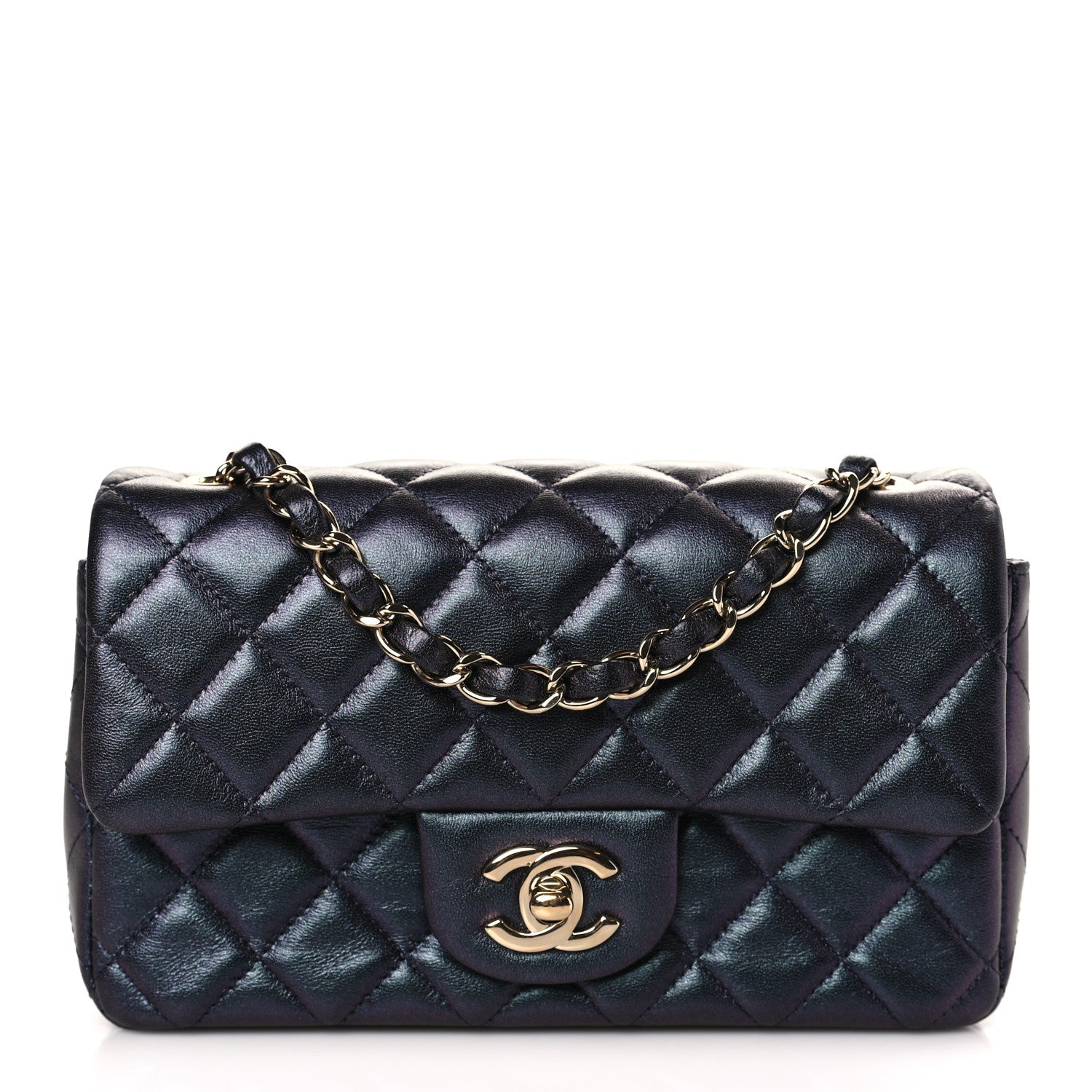 Chanel Iridescent Lambskin Quilted Mini Rectangular Flap Black 1 of 9