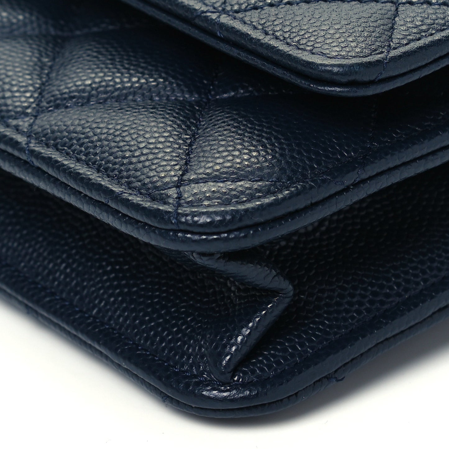 Caviar Quilted Wallet On Chain WOC Navy Blue
