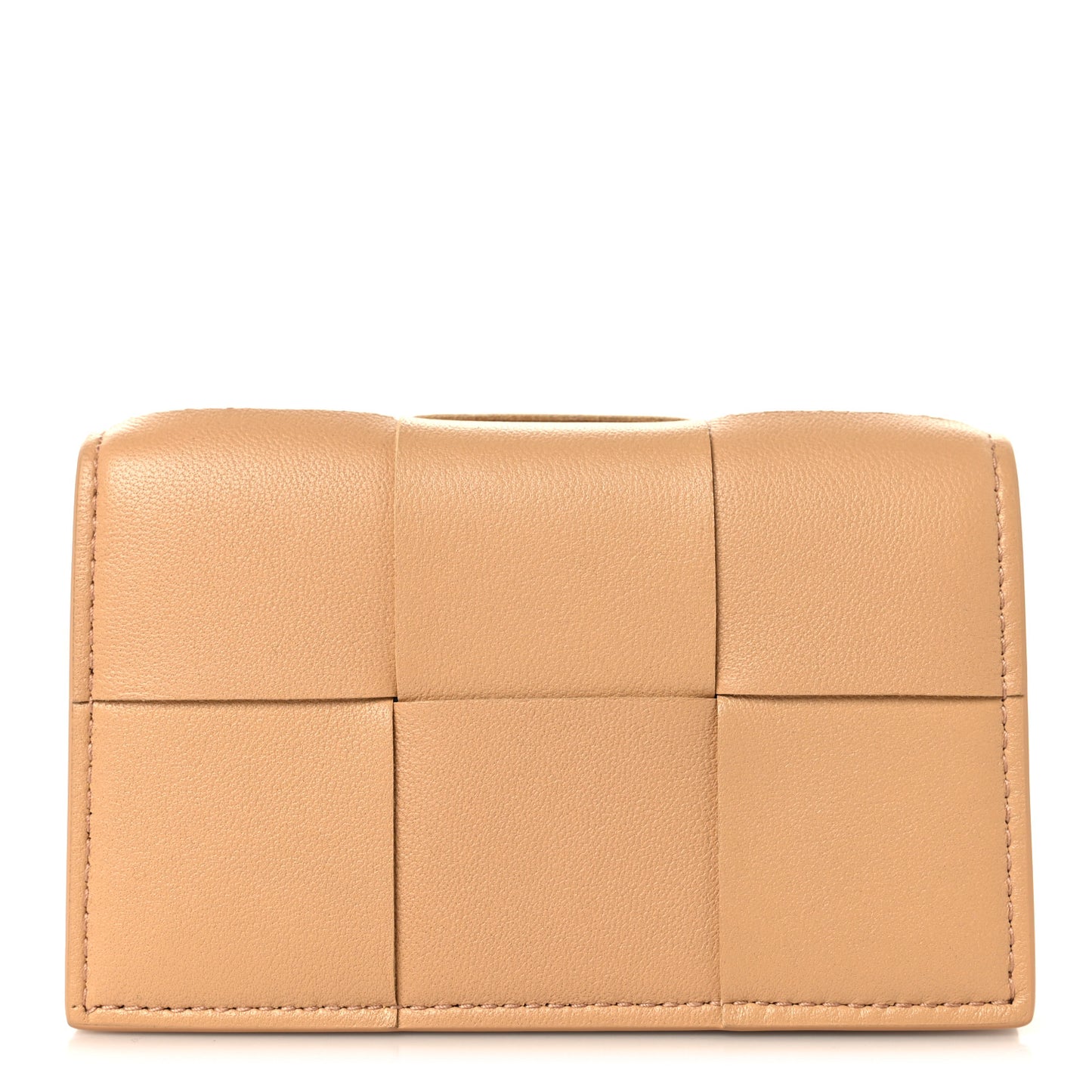 Nappa Maxi Intrecciato Card Holder Wallet Almond