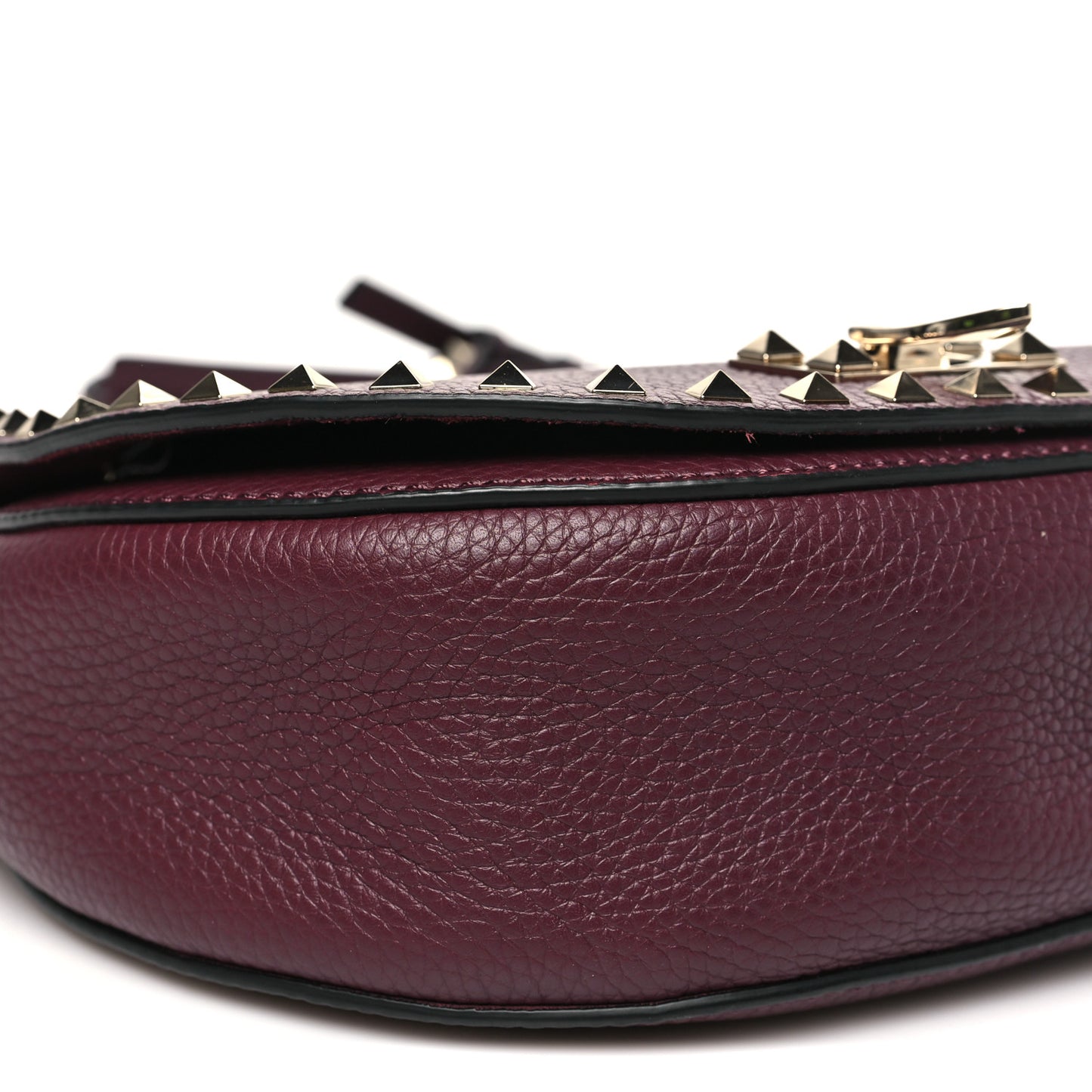 Pebbled Calfskin Rockstud Crossbody Saddle Bag Rubin