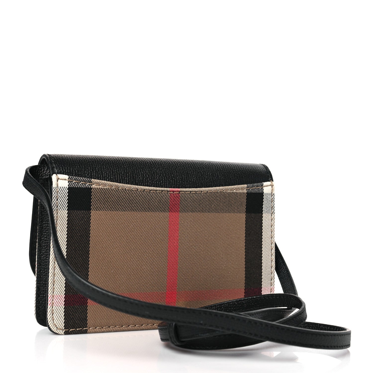 Burberry Derby Calfskin House Check Wallet On Chain Black 3 of 8