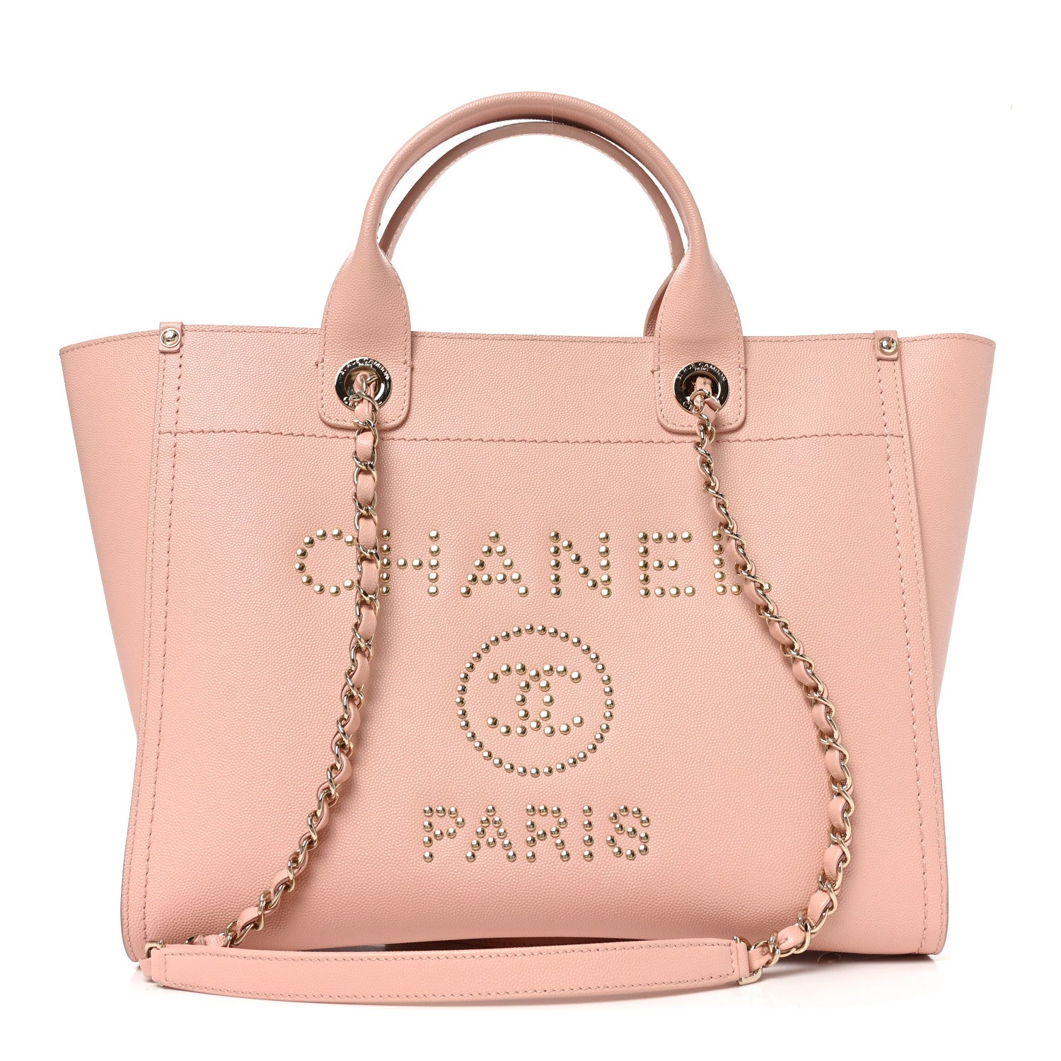 Chanel Caviar Small Studded Deauville Tote Light Pink 1 of 11