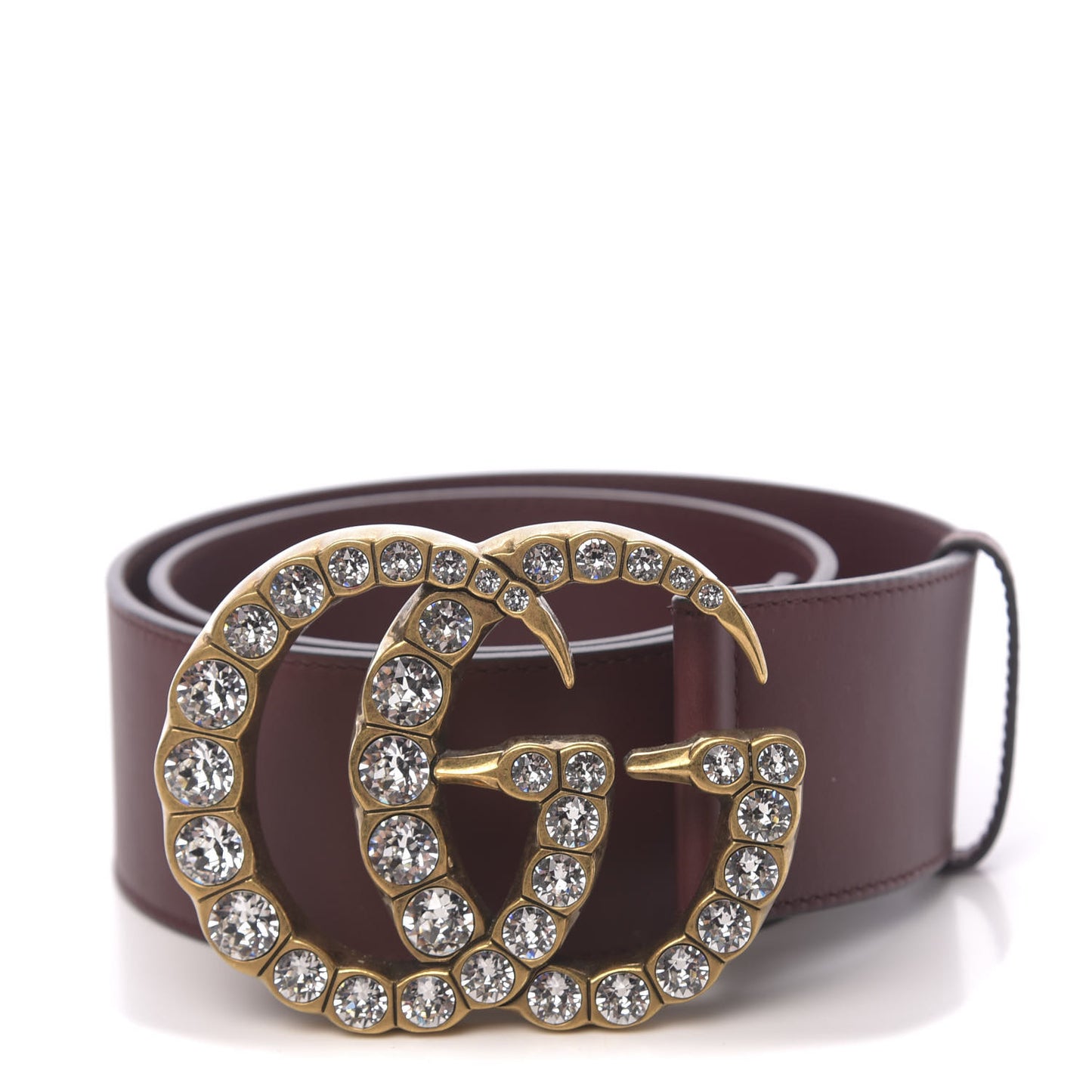 Calfskin Crystal Double G 55mm Belt 80 32 Burgundy
