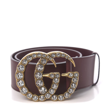 Gucci Calfskin Crystal Double G 55mm Belt 80 32 Burgundy 1 of 5