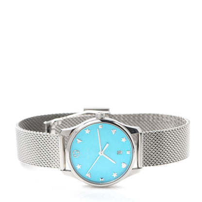 Gucci Stainless Steel Turquoise Mother of Pearl 29mm G-Timeless Charm Quartz Watch 2 of 6