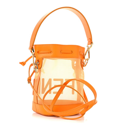 Fendi Mesh Vitello King F is Fendi Logo Embroidered Mini Mon Tresor Bucket Bag Aranciata Clementime 3 of 8
