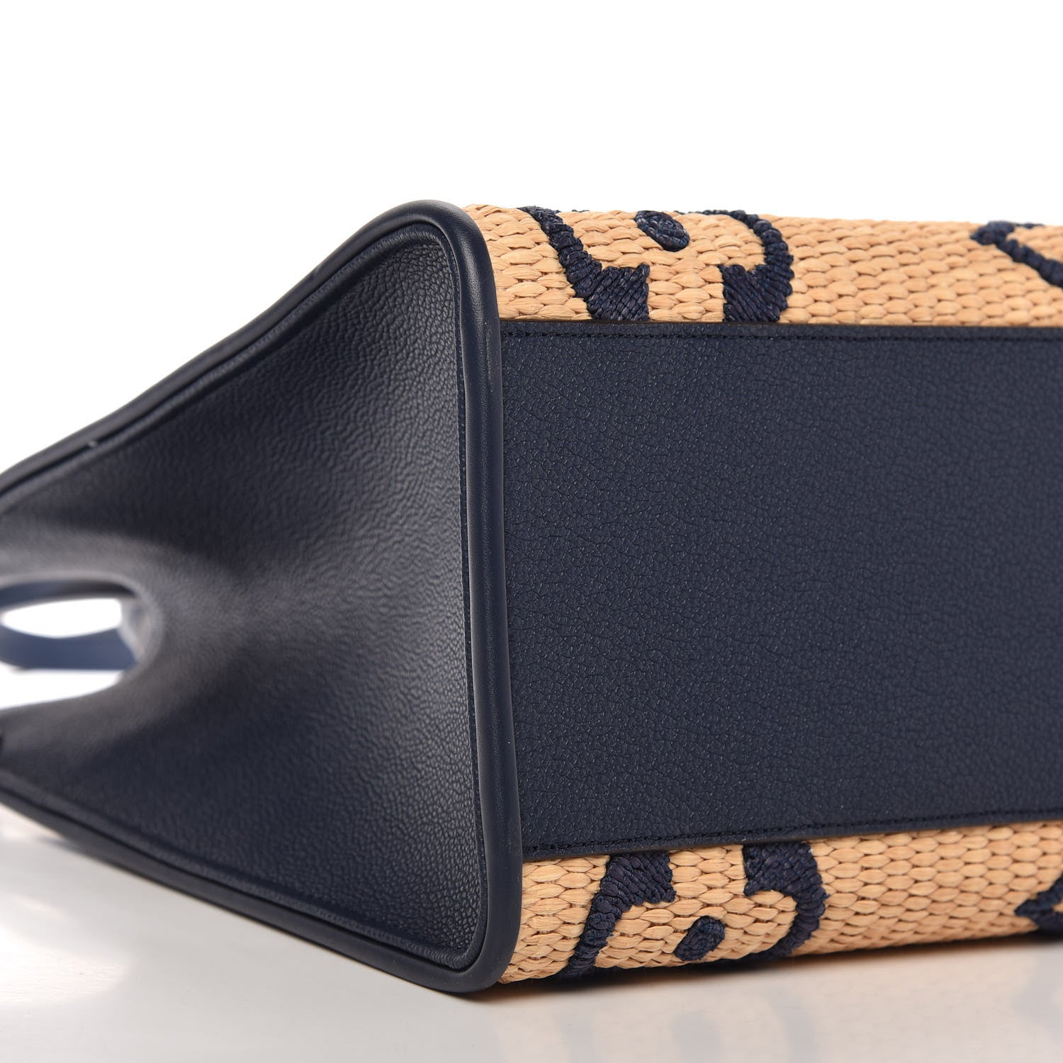 Louis Vuitton Raffia Calfskin Monogram Giant Onthego MM Blue 6 of 10