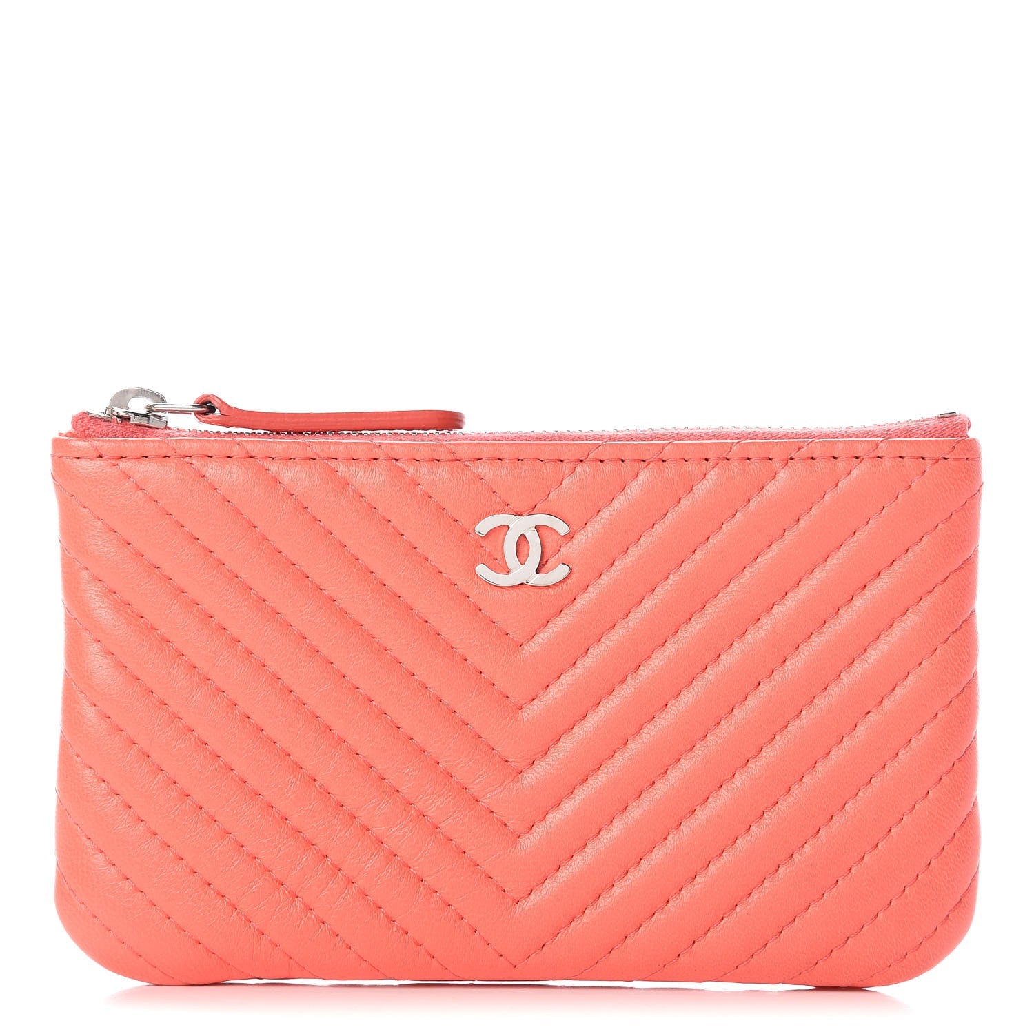 Chanel Calfskin Chevron Small Cosmetic Case Pink 1 of 8