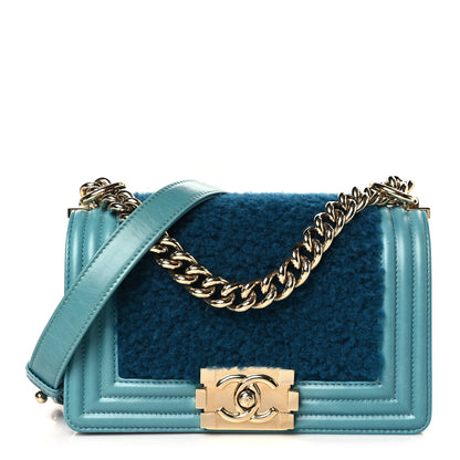 Chanel Shearling Calfskin Small Boy Flap Turquoise 1 of 12