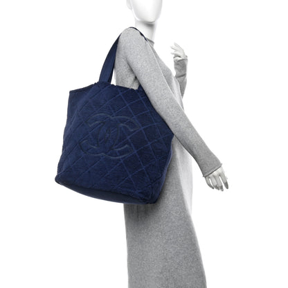Chanel Terry Cotton CC Beach Tote Towel Set Blue 2 of 12