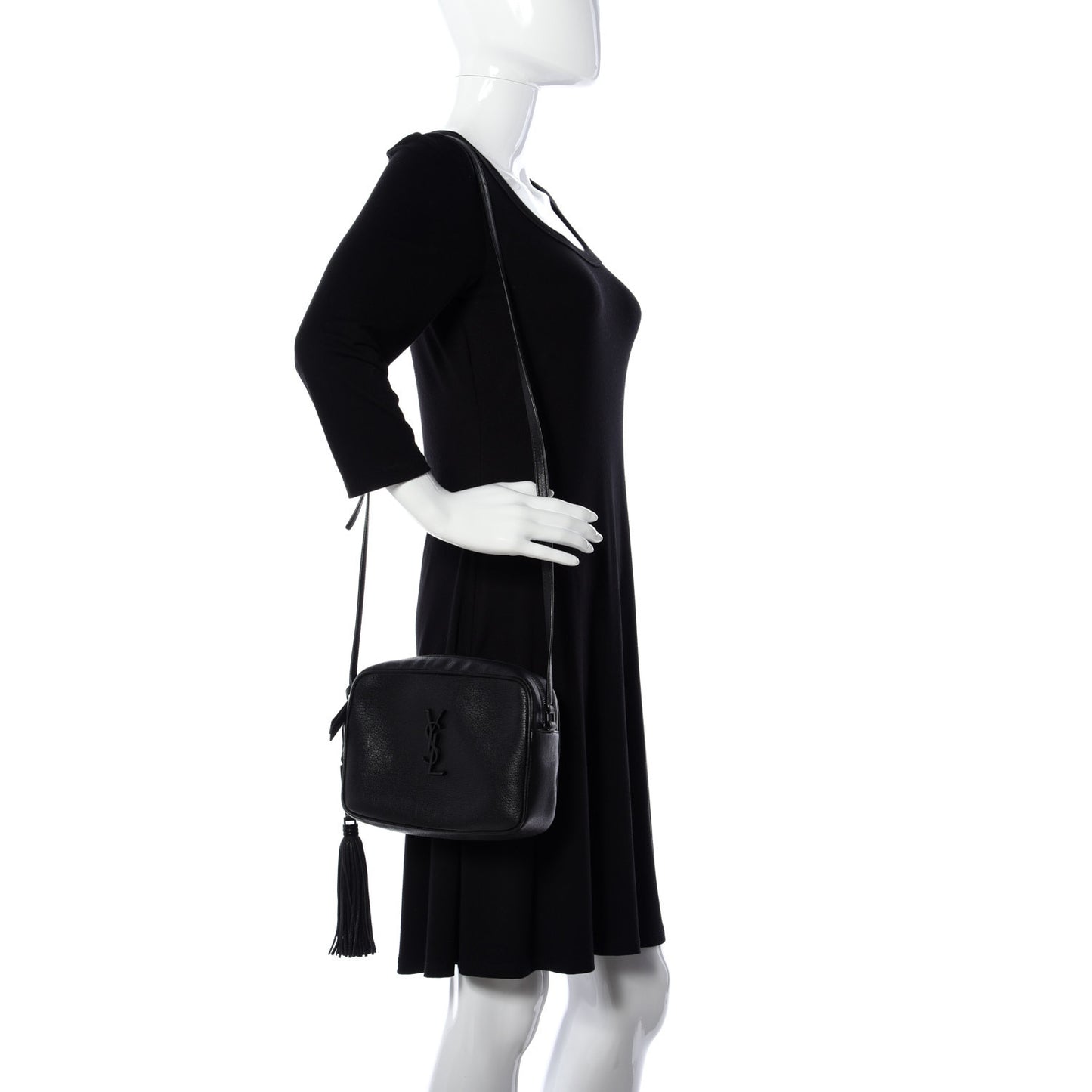 Grained Lambskin Monogram Lou Camera Bag Black