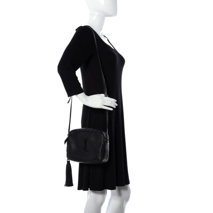 Saint Laurent Grained Lambskin Monogram Lou Camera Bag Black 2 of 8