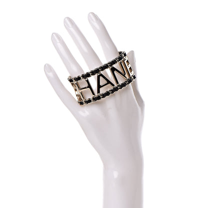 Chanel Lambskin Vintage Allure Cuff Bracelet M Black Gold 2 of 6