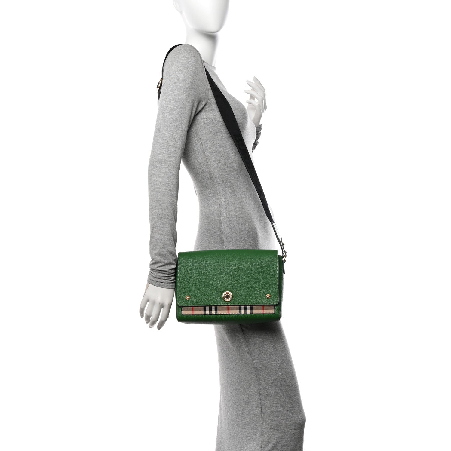 Burberry Grainy Calfskin Vintage Check Note Crossbody Bag Ivy Green 2 of 10