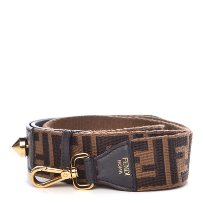 Fendi Ribbon Vitello Century FF 1974 Studded Strap You Fango Marrone Ebano 1 of 4