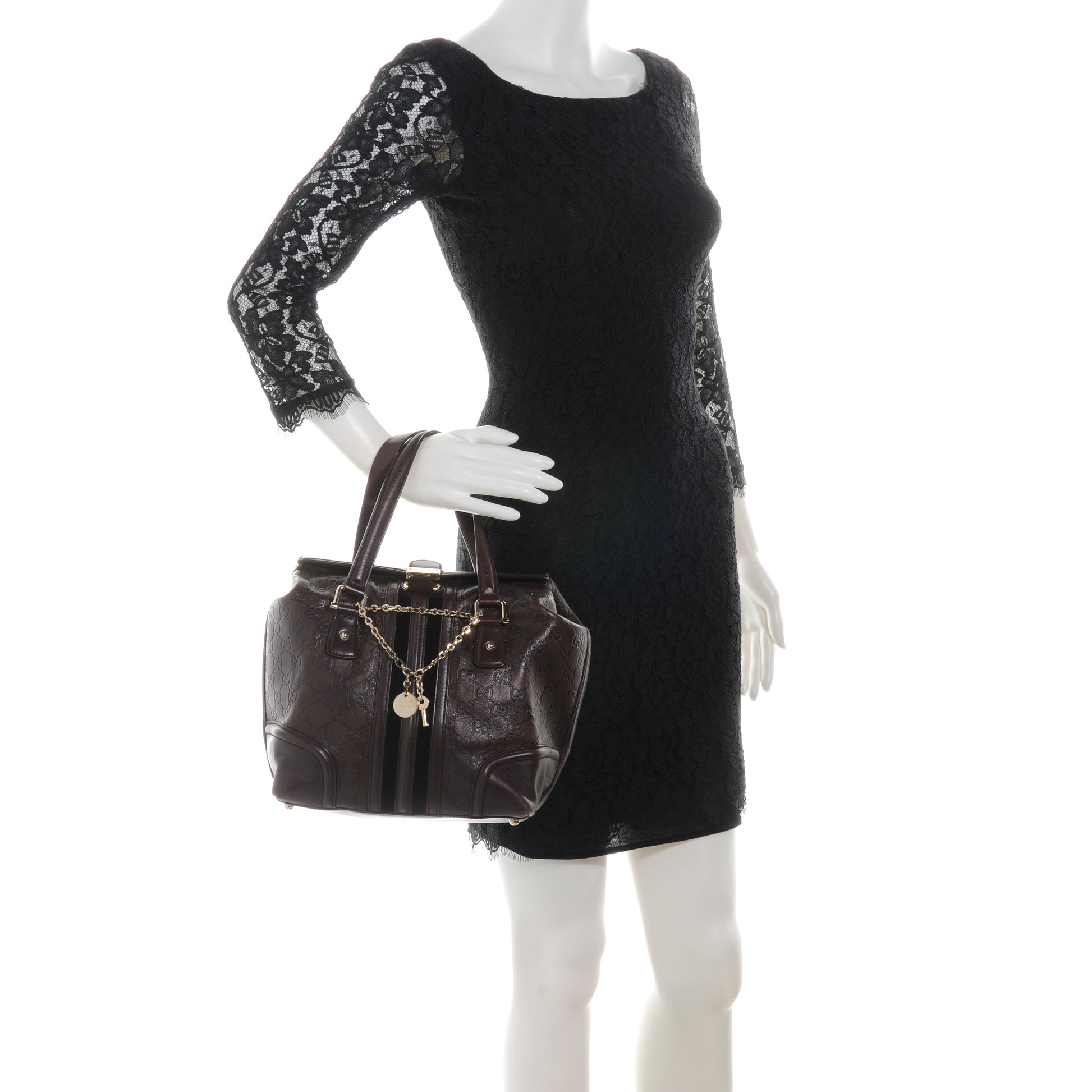 Gucci Guccissima Treasure Boston Dark Brown 2 of 7