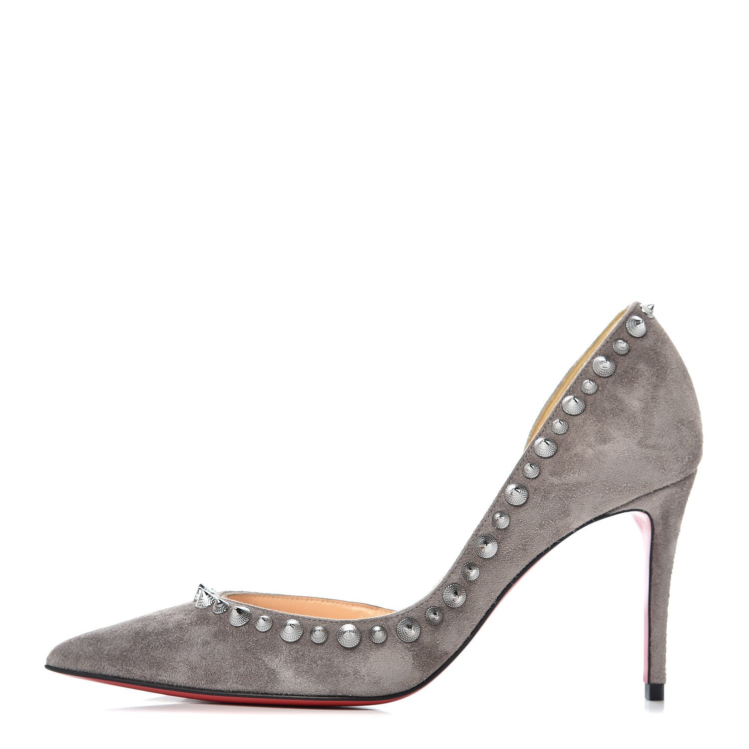 Christian Louboutin Veau Velours Irishell 85 Pumps 34 Storm Gun Metal 1 of 8