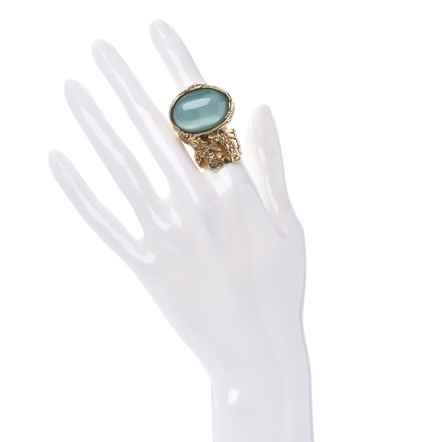 Glass Cabochon Arty Ovale Ring 6 Turquoise