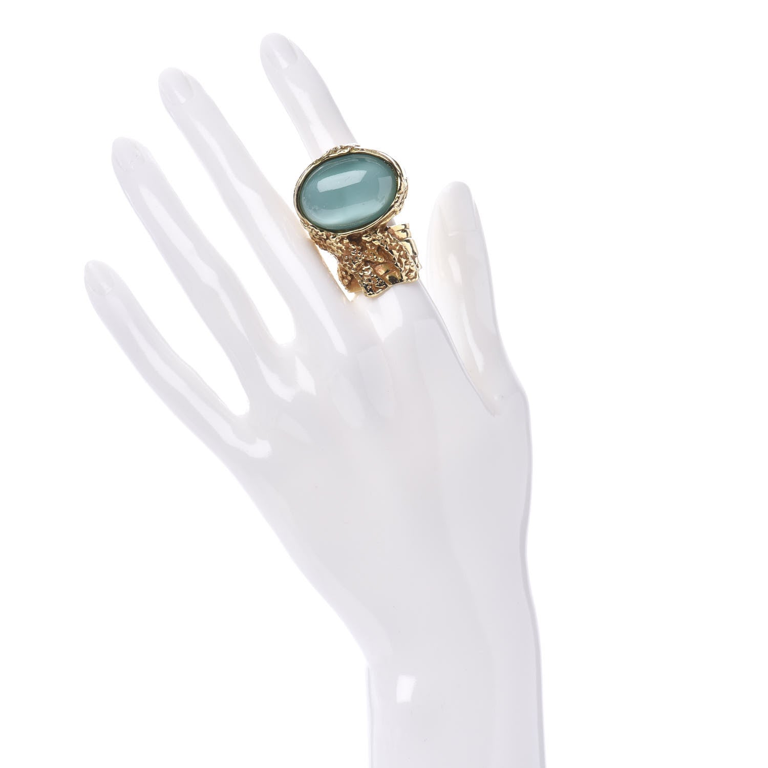 Saint Laurent Glass Cabochon Arty Ovale Ring 6 Turquoise 2 of 3