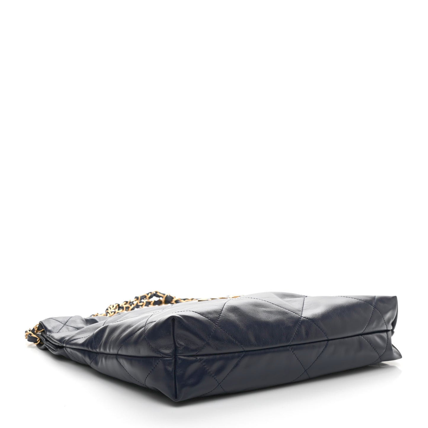 Shiny Calfskin Quilted Small Chanel 22 Navy