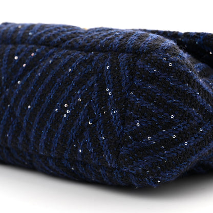 Chanel Tweed Sequin Quilted Large Chanel 19 Flap Blue Multicolor 10 of 11