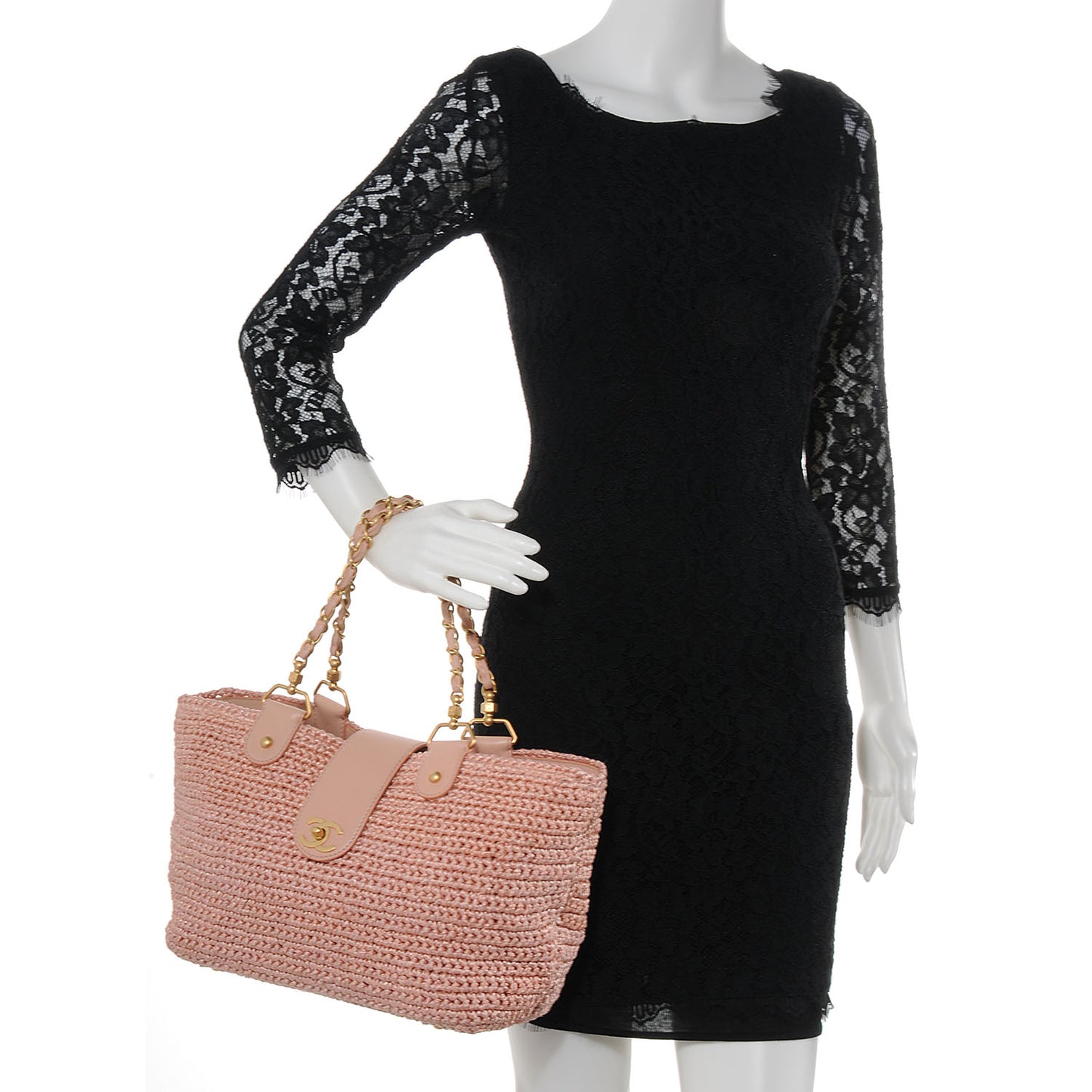Straw Raffia Tote Pink