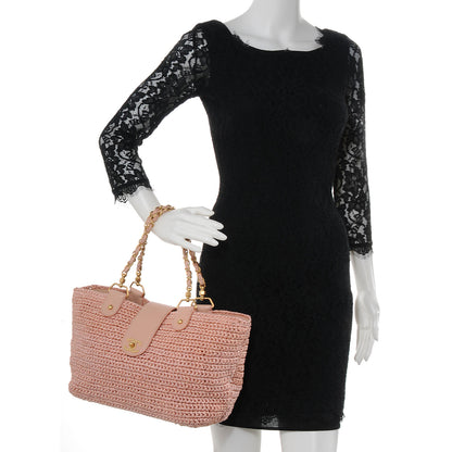 Chanel Straw Raffia Tote Pink 2 of 8
