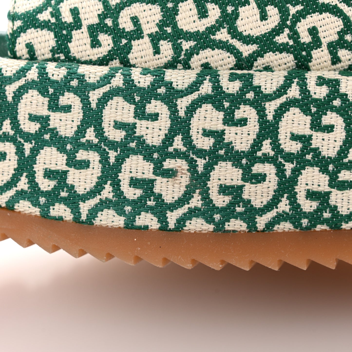Jacquard GG Monogram Angelina Platform 55mm Slide Sandals 37 New Shamarock