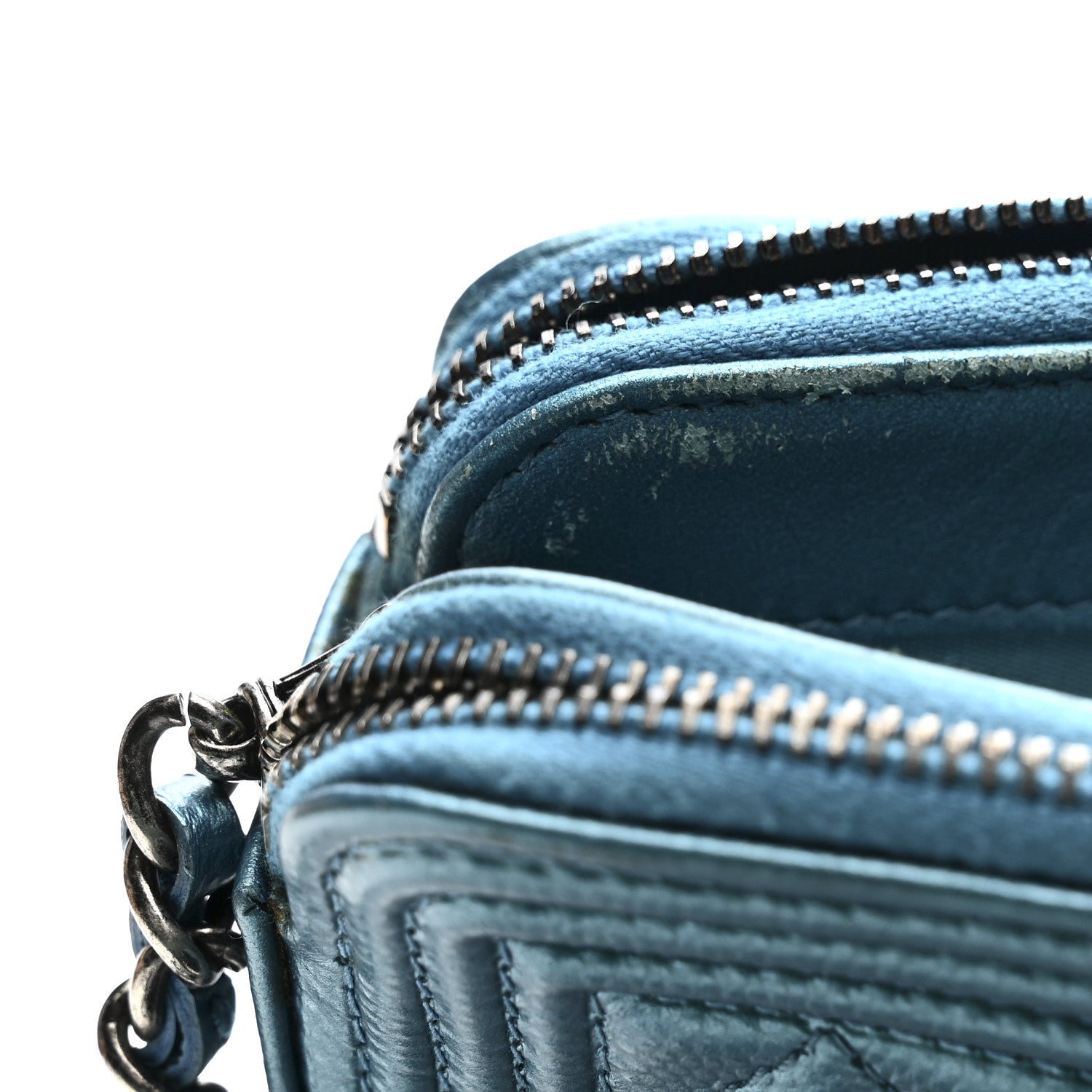 Chanel Metallic Caviar Quilted Small Boy Clutch With Chain Turquoise 13 of 16