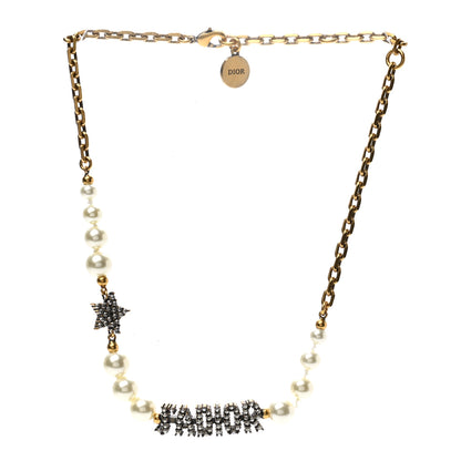 Christian Dior Metal Pearl Crystal J'Adior Choker Necklace Antique Gold 3 of 6