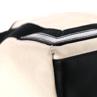 Balenciaga Cotton Canvas Satin Calfskin S Navy Cabas Natural Black 13 of 34