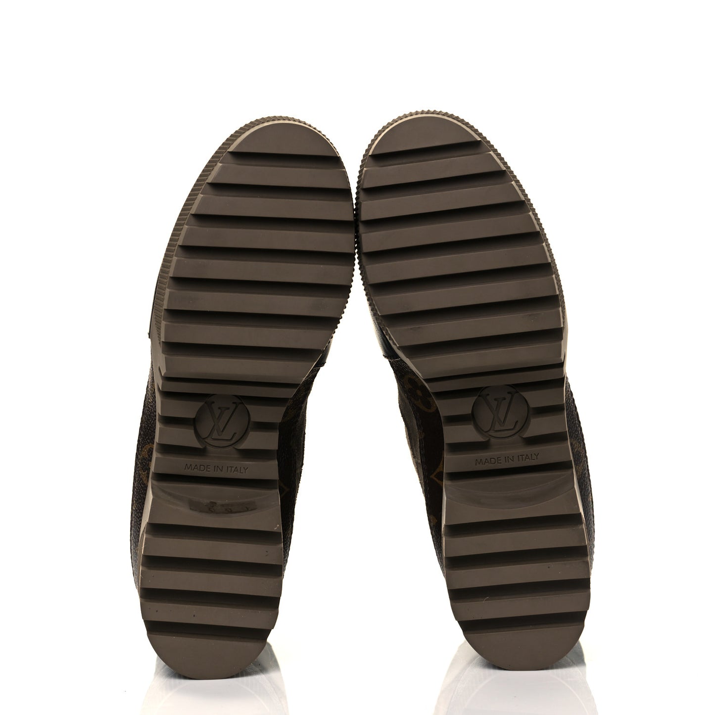 Suede Calfskin Monogram Laureate Platform Desert Boots 37 Taupe