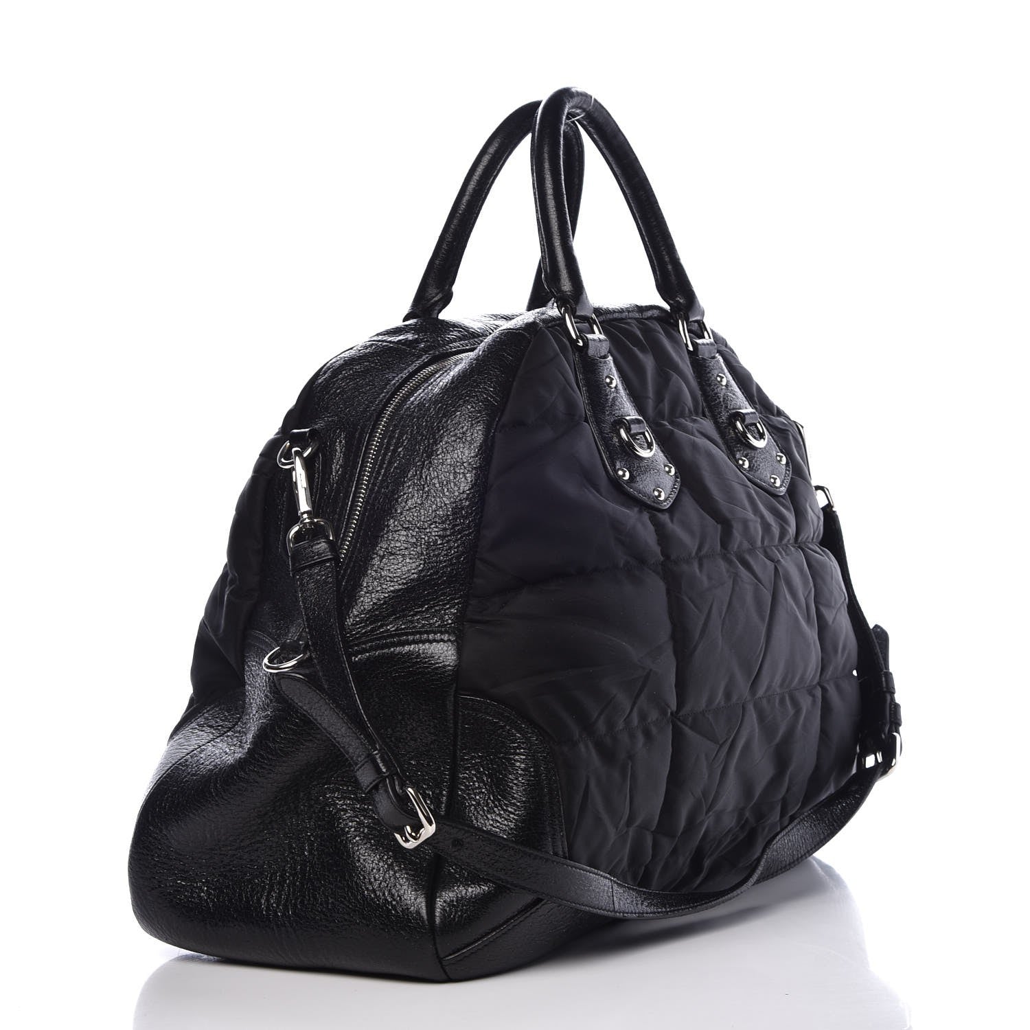 Prada Tessuto Nylon Cervo Lux Dome Satchel Black 4 of 9