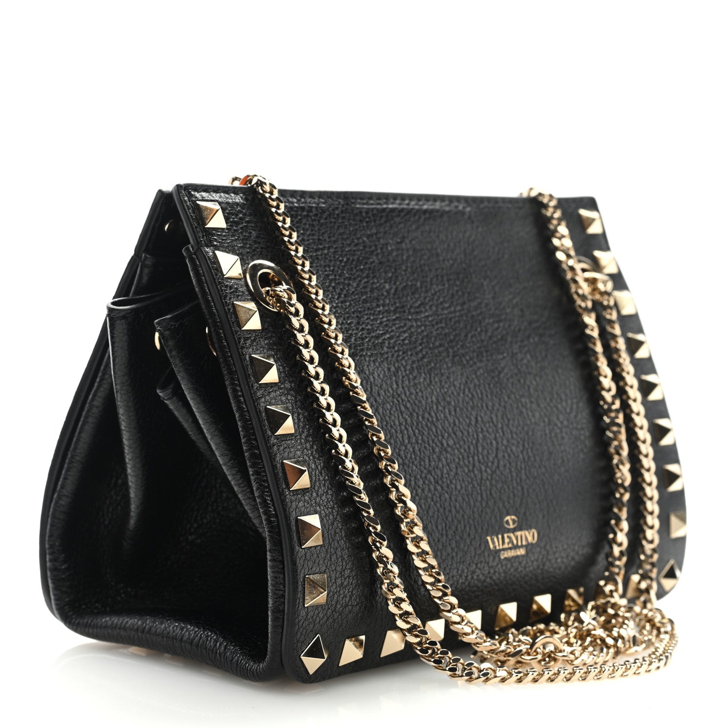Valentino Garavani Calfskin Rockstud Mini Chain Shoulder Bag Black 2 of 8