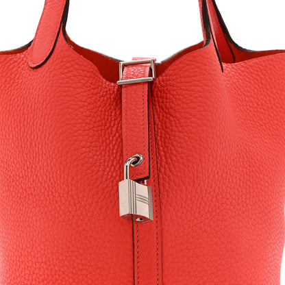 Hermes Taurillon Clemence Picotin Lock 18 PM  Rouge Pivoine 8 of 10