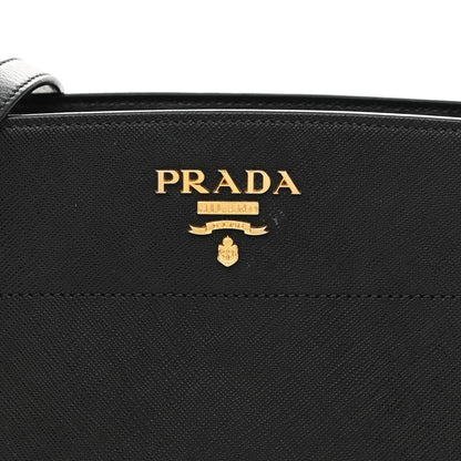 Prada Saffiano City Calfskin Esplanade Crossbody Bag Black 8 of 10