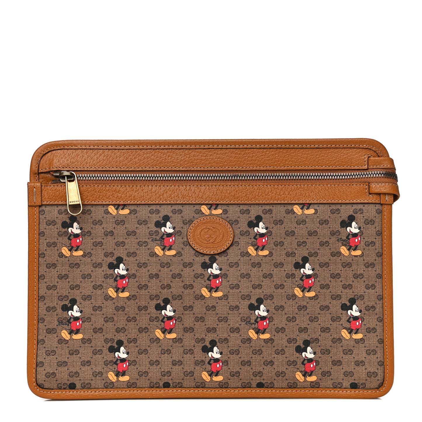 X DISNEY Mini Vintage GG Supreme Monogram Mickey Mouse Documents Holder Beige Vintage Sun Oil
